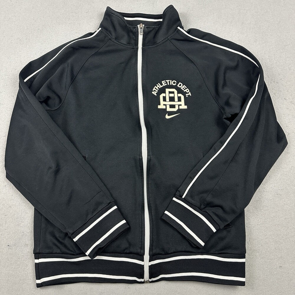 Nike Track Jacket Men Small Black Athletic Dept Full Zip AD Logo Pockets S